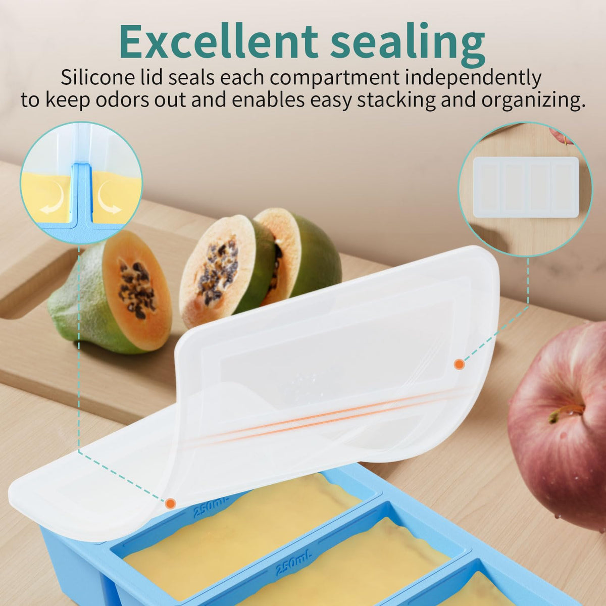 GGOW stackable freezer tray saves freezer space when not in use.