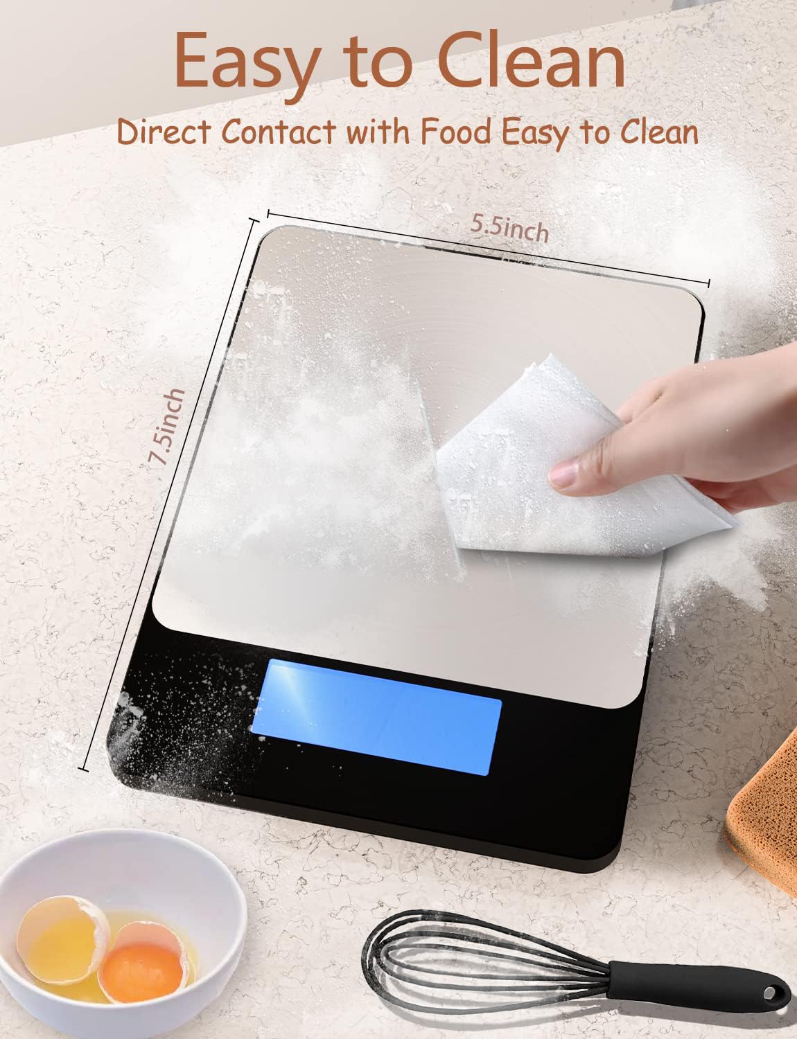 GGQ Food Scale hanging hook and non-slip feet provide stability and easy mounting.