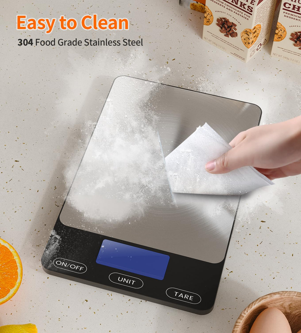 GGQ Food Scale LCD display enables quick reading during cooking.