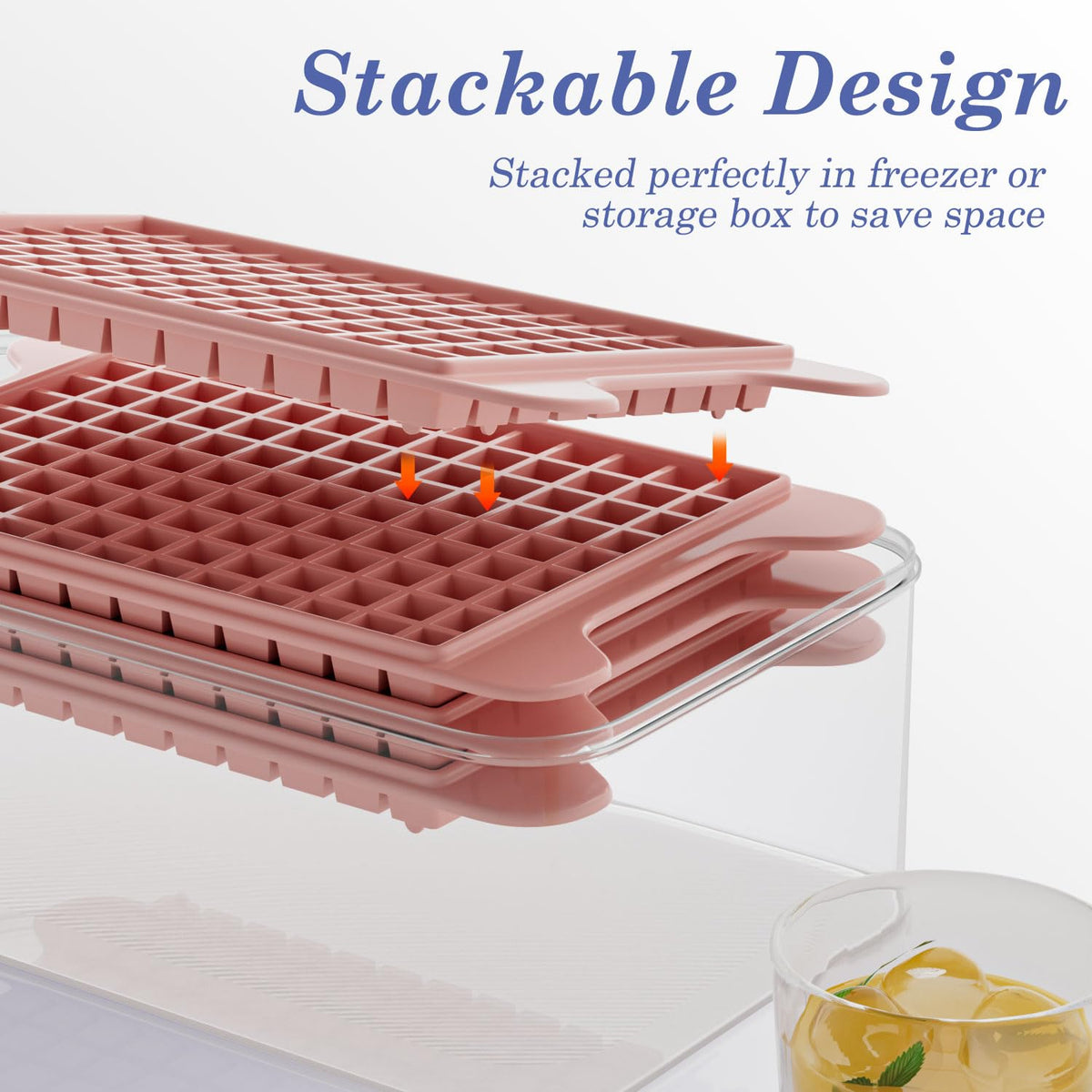 GGUW mini ice trays stack neatly, saving freezer space while keeping ice ready