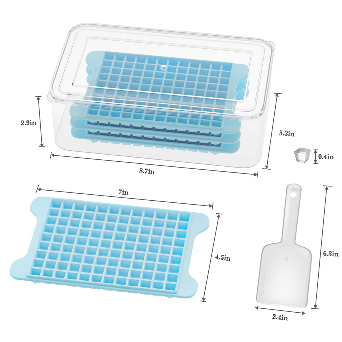 GGUW mini ice cubes tray displaying compact design for small freezers.