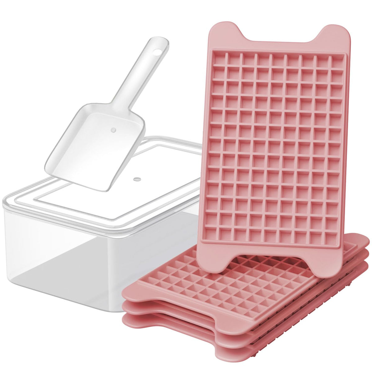 GGUW nugget ice tray with bin, open to show easy-release mechanism for quick ice