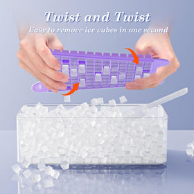 GGUW nugget ice tray in bin highlights space saving freezer design