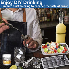 GHAHILI large-cubes ice tray creates big, slow-melting ice for whiskey and spirits.