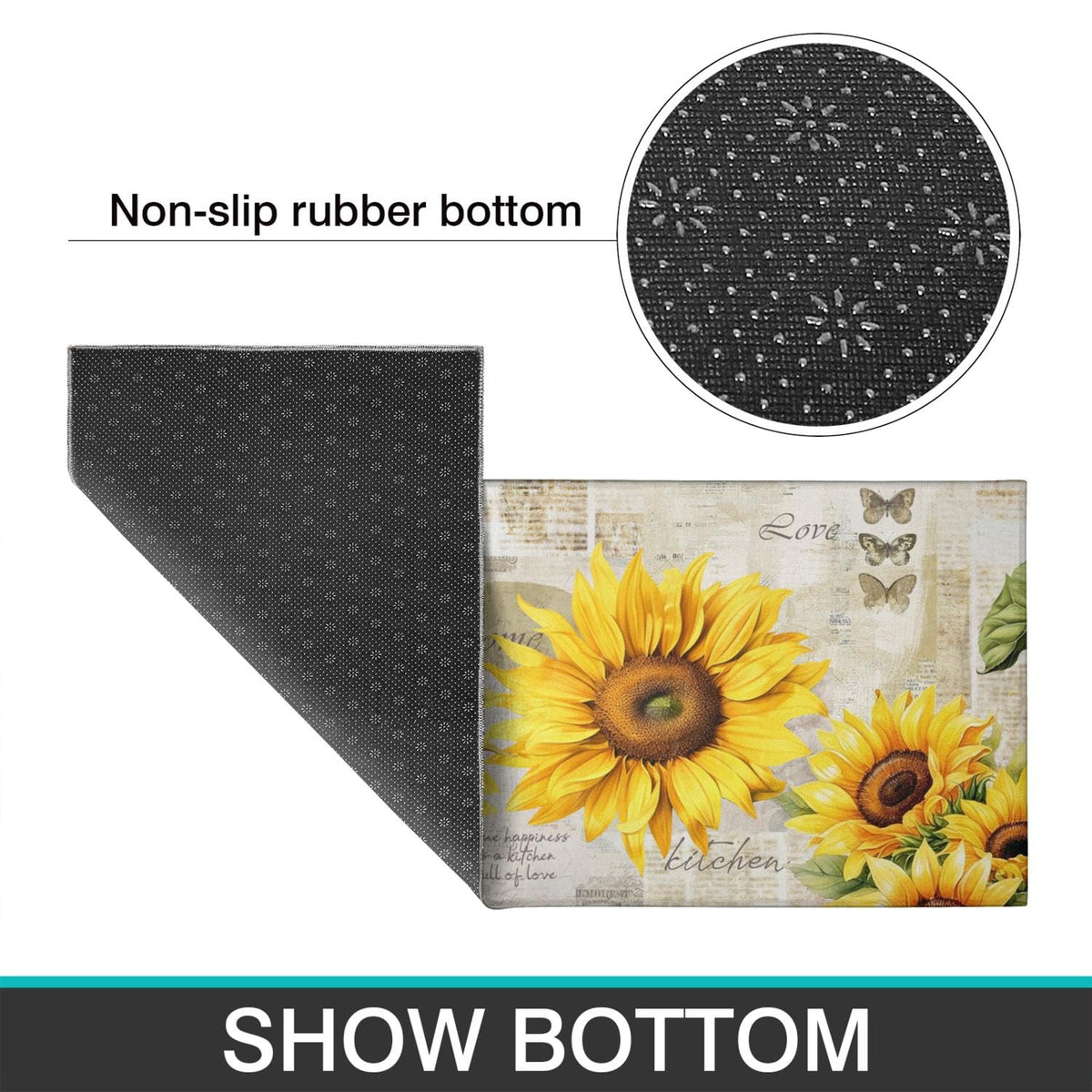 Ghroiep sunflower rug absorbent microfiber soaks up moisture at the kitchen sink.