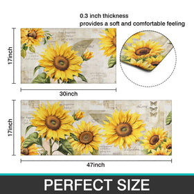 Ghroiep sunflower rug non-slip backing prevents slips on slick kitchen floors.