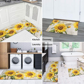 Ghroiep sunflower rug washable fabric for quick cleanup after cooking and spills.