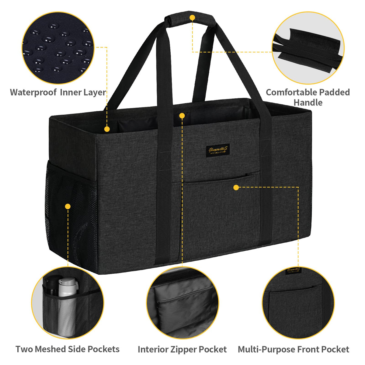 GhvyenntteS 46-liter capacity holds groceries, beach gear, or laundry