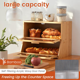 GHWIE dual-door bread box top view shows space for toaster