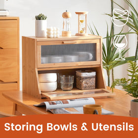 GHWIE bread box top surface with toaster demonstrates versatile stacking