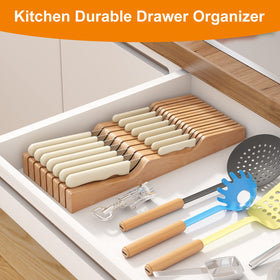 GHWIE bamboo drawer organizer holds up to 11 knives for versatile prep