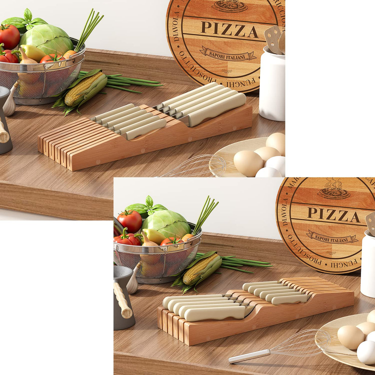 Durable bamboo construction supports daily kitchen use and longevity.