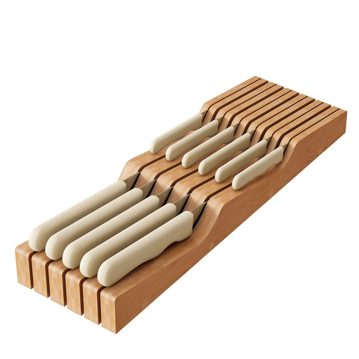 GHWIE in-drawer knife block with natural bamboo holds up to 11 knives