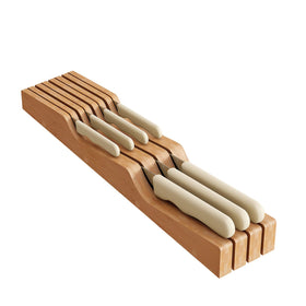 GHWIE in-drawer knife block in natural finish for organized kitchen knife storage.
