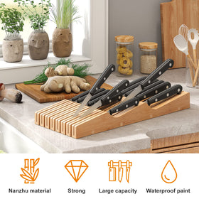GHWIE kitchen drawer storage in natural bamboo supports neat cooking workflows