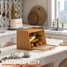 GHWIE bread box easy-clean acrylic door simplifies maintenance and daily use.