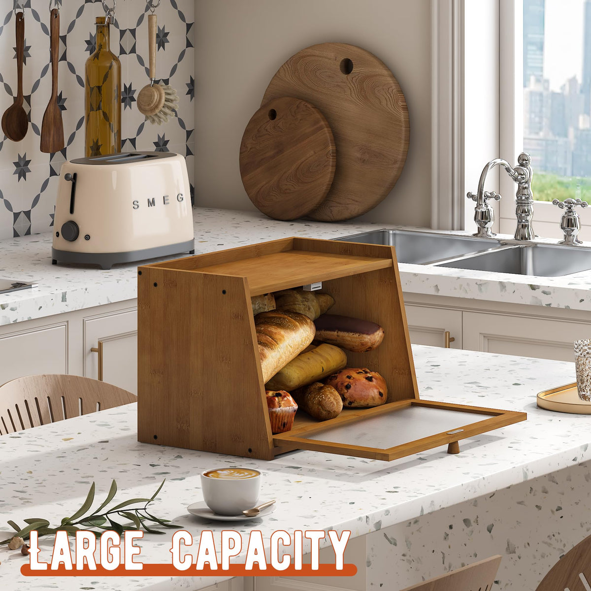 GHWIE large storage capacity keeps bread organized and accessible.