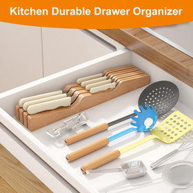 Space-saving design keeps countertops clear while housing more knives.