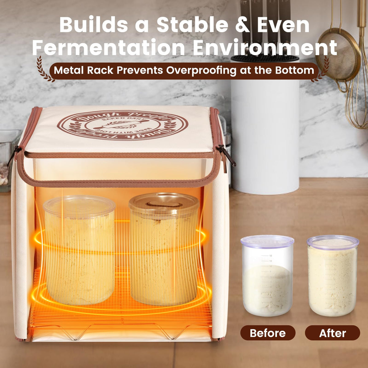 GIYUDOT folding dough proofing box top view shows dual-window access