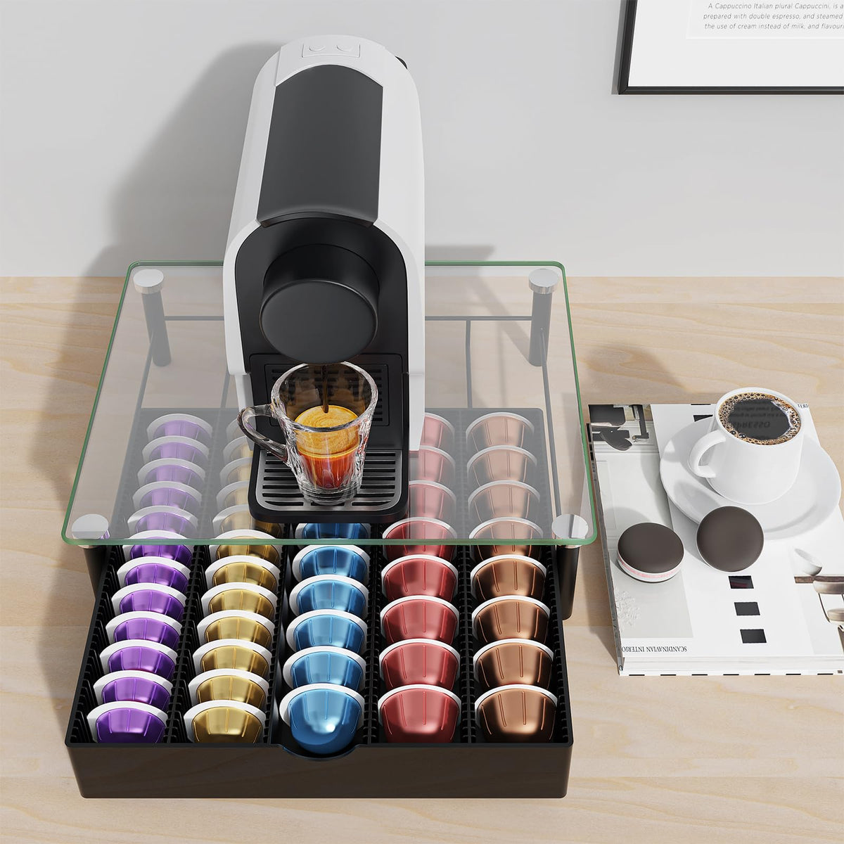 Gianotter crystal glass Vertuo pod drawer side view showing compact profile