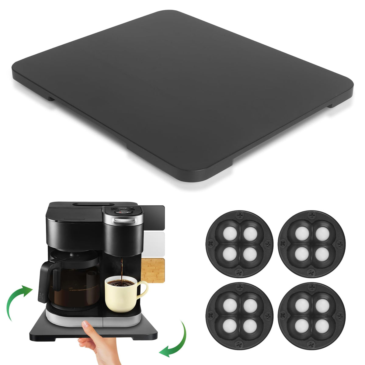 GIASSVIO 360° appliance slider under cabinet for easy, quiet repositioning.