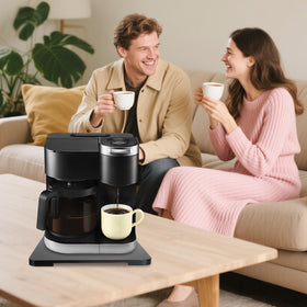 GIASSVIO under-cabinet coffee mat organizes counters without scratches.