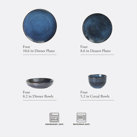 Gibson Elite Matisse dessert plate shows vibrant blue tones for dessert courses.