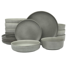 Gibson Elite Pasco 10.5-inch dinner plates with modern grey glaze for everyday dining.