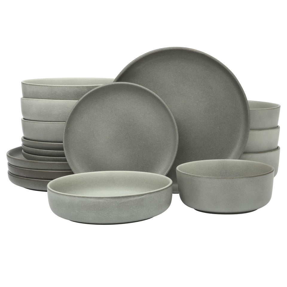 Gibson Elite Pasco 10.5-inch dinner plates with modern grey glaze for everyday dining.