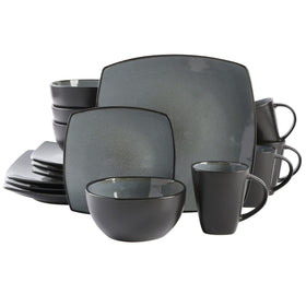 Gibson Elite Soho Lounge square dinner plates with Eclipse glaze; ideal for everyday meals.