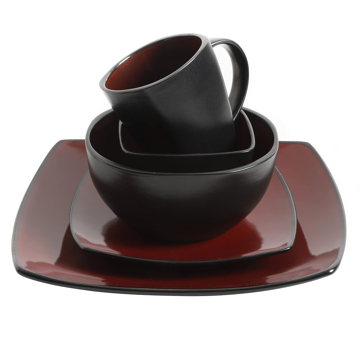 Gibson Elite Soho Lounge square mug with comfortable grip in red and black.