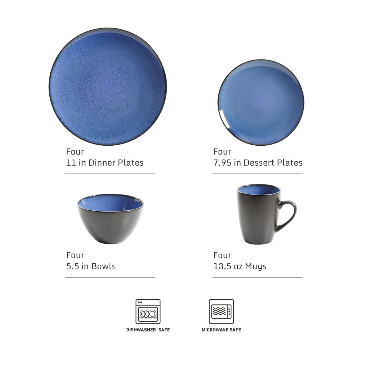 Gibson Elite Soho Round dessert plate complements meals with bold glaze and modern contrast.
