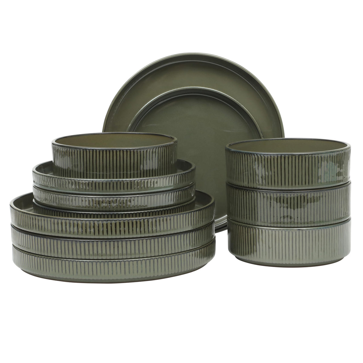 Gibson Elite Townscape dinner plate 10.3-inch in dark green for everyday rustic dining