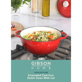 Gibson Home Addlestone Dutch oven dual handles for secure lifting from oven to table.