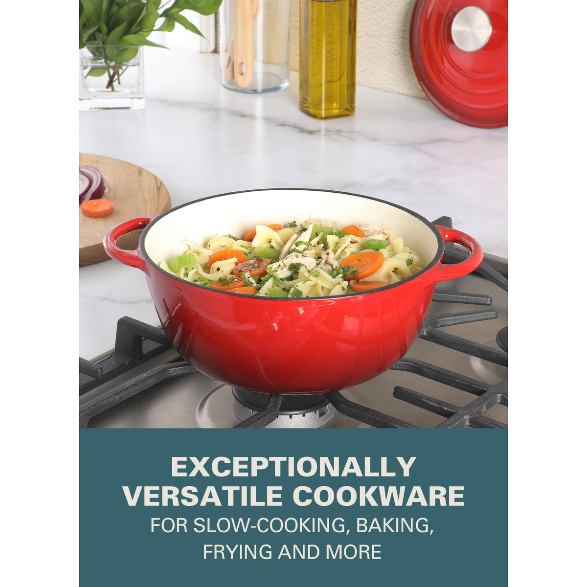 Gibson Home Addlestone self-basting lid recirculates moisture for consistent results.