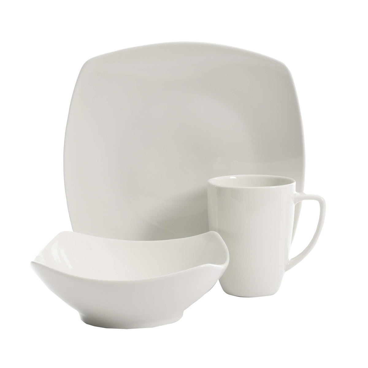 Gibson Home Amelia Court bowl: white square porcelain, lightweight for everyday meals