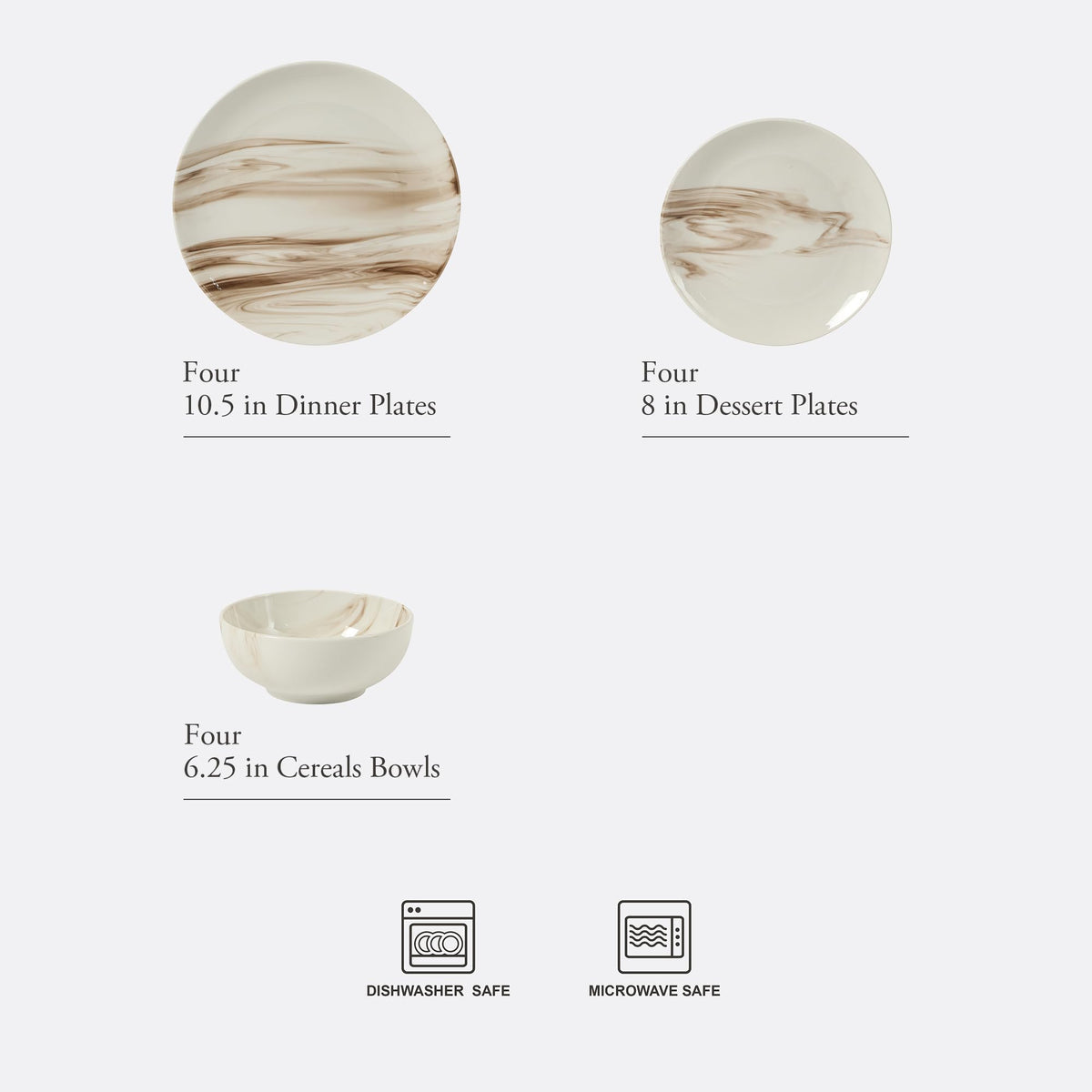 Gibson Home Cloudlight dessert plate with marble swirl and high-gloss shine.