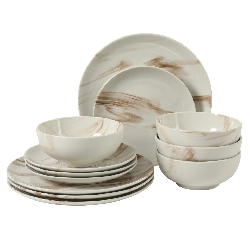 Gibson Home Cloudlight dinner plate with marble pattern for everyday elegance.