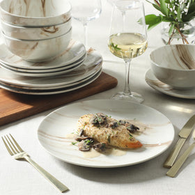 Gibson Home Cloudlight table setting demonstrates versatile service for four.