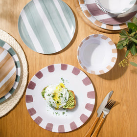 Gibson Home Cottage Stripes cereal bowls provide versatile serving for breakfast or snacks.