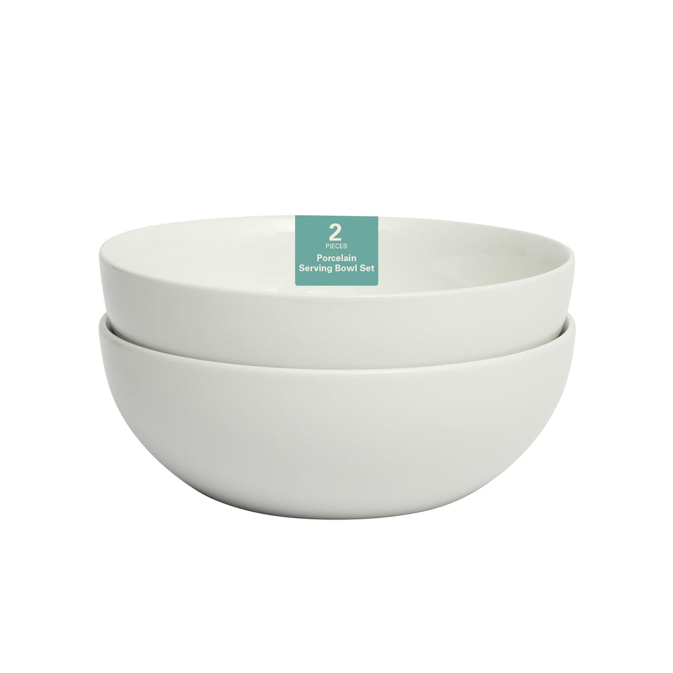 Gibson Home Great Essentials 10-inch serving bowls, top-view ready for sharing salads.