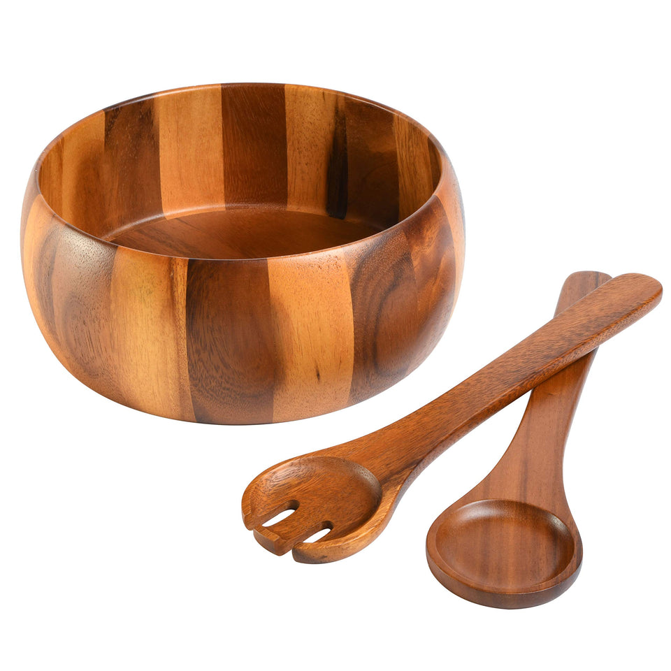 Gibson Home Laurel Acacia salad bowl with 10.25-inch diameter, ideal for everyday salads.