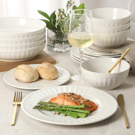 Gibson Home Melbourne embossed-detail bowls add texture to stylish serving.