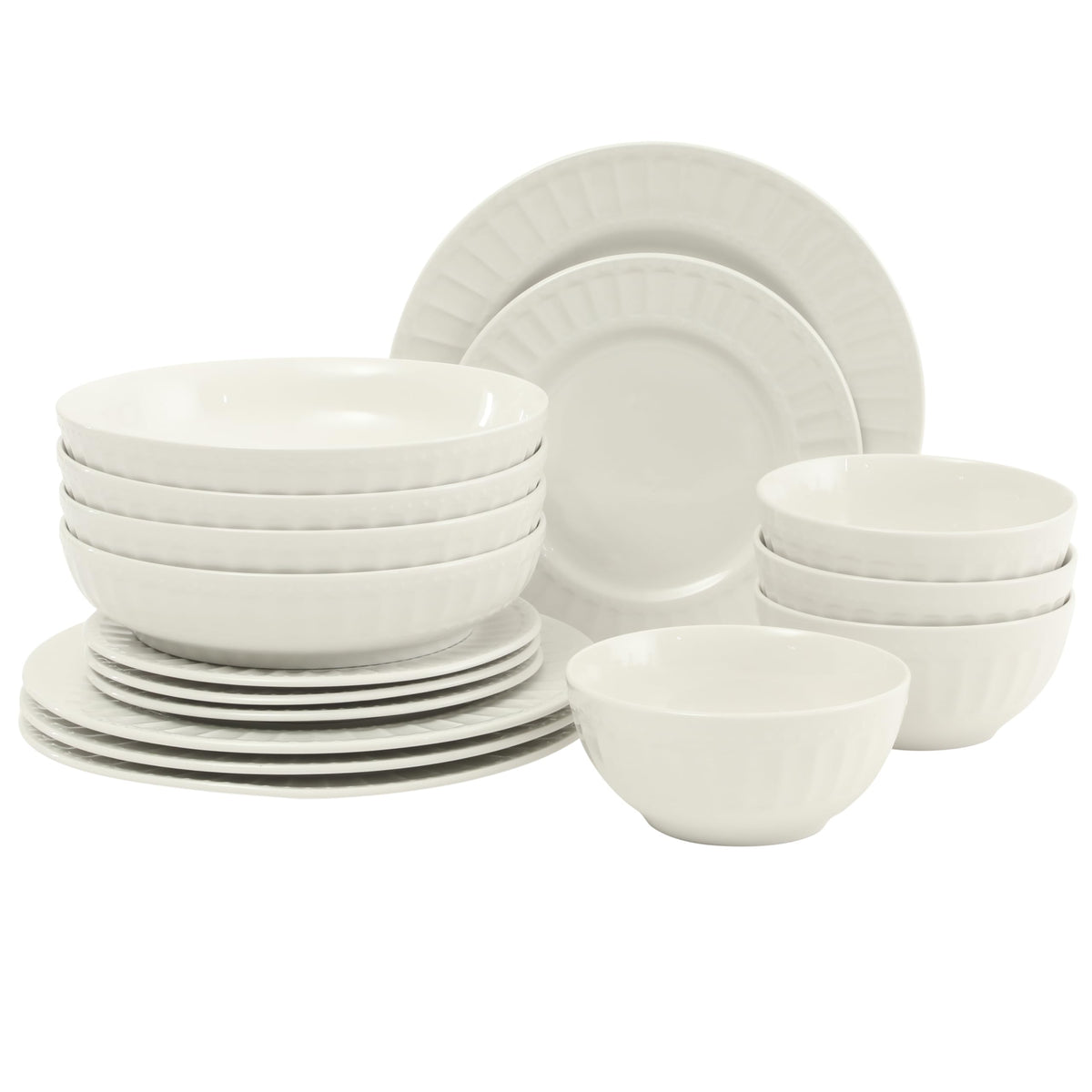 Gibson Home Melbourne embossed-detail plates for refined table settings.