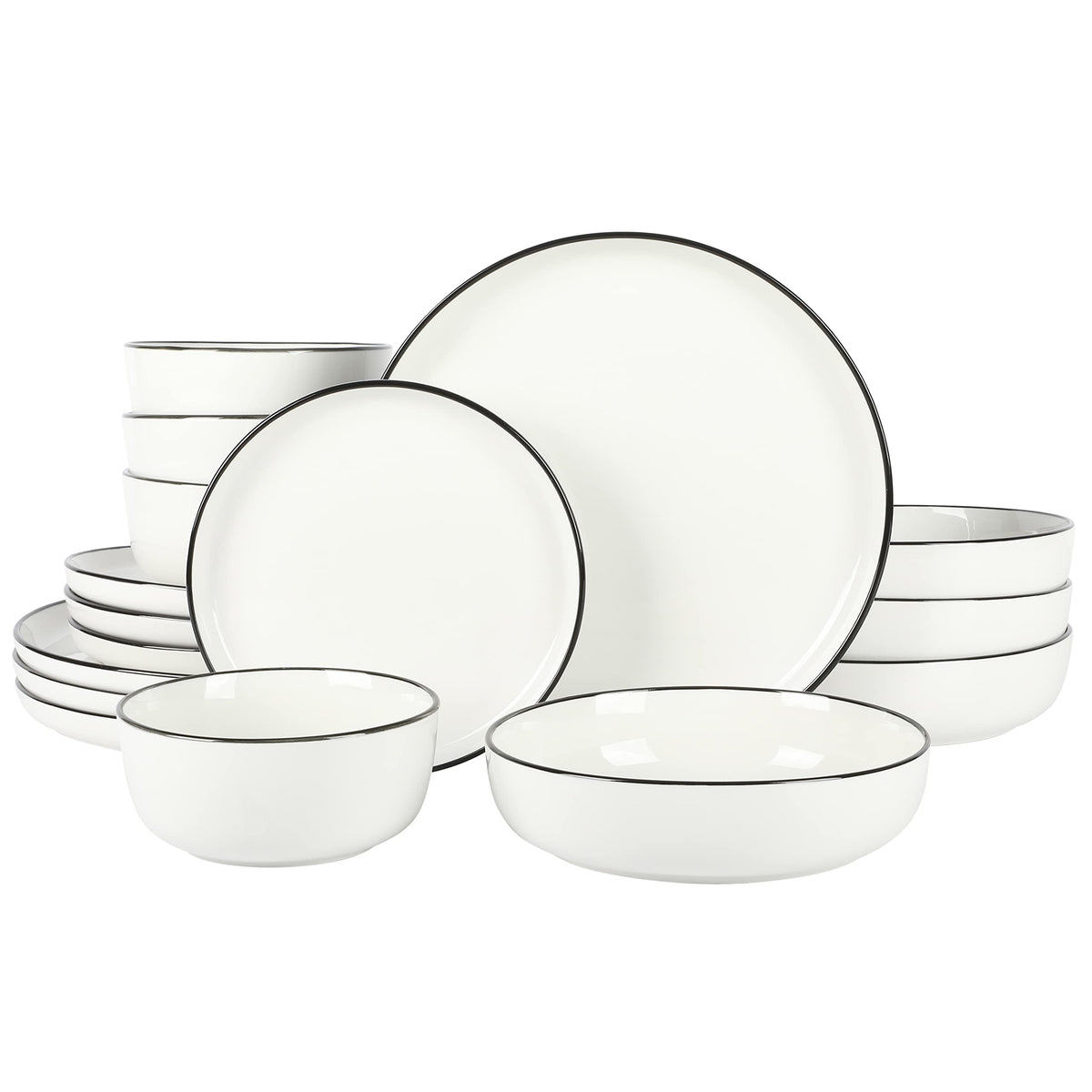 Gibson Home Oslo dinner plate white with black rim for everyday dining