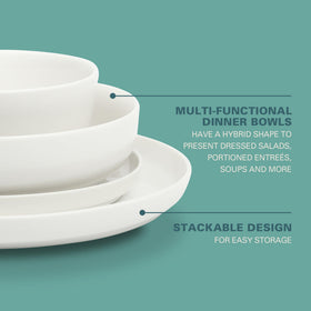 Gibson Home Oslo pasta bowl with sculpted rim and durable porcelain.