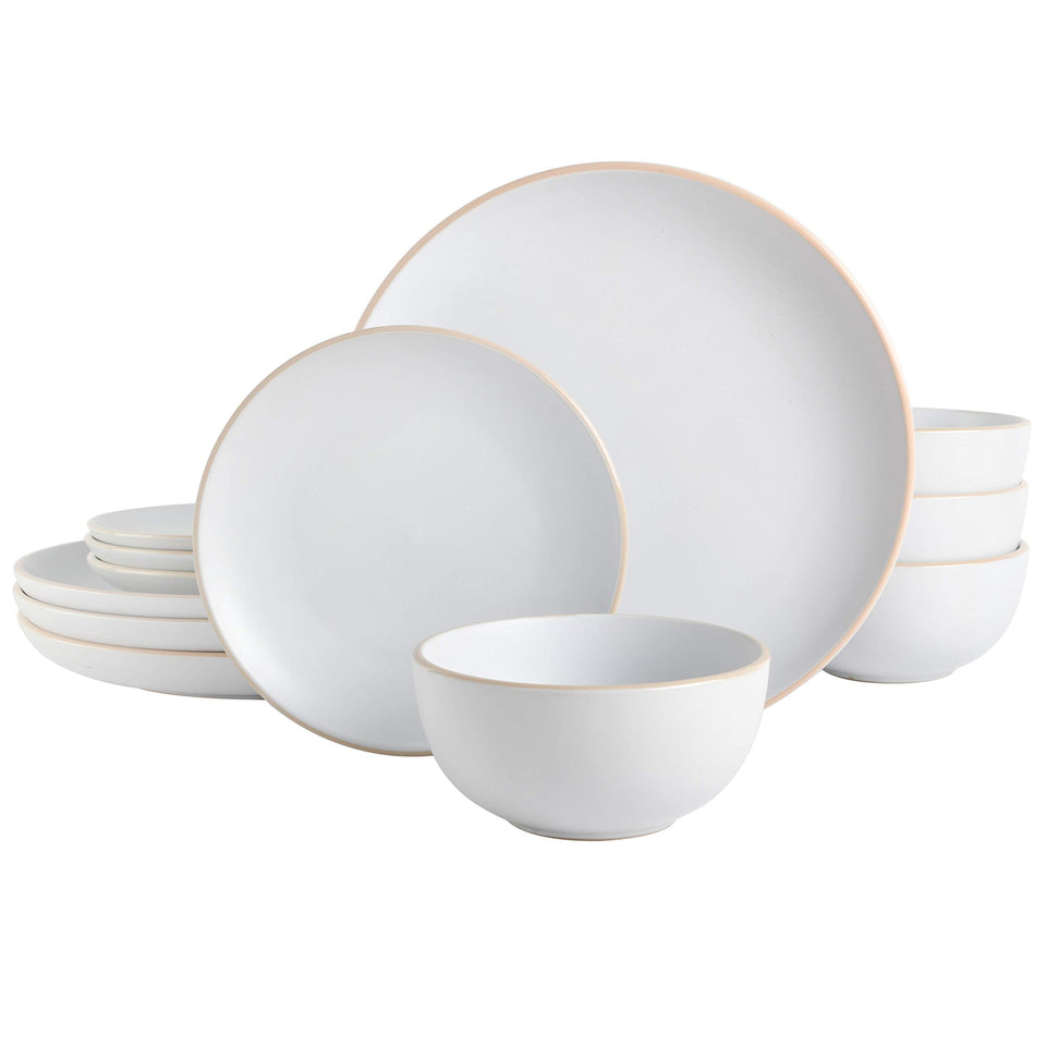 Gibson Home Rockaway dinner plates with modern matte finish for everyday meals.