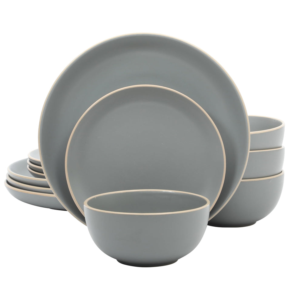 Gibson Home Rockaway 10.5-inch dinner plates with smooth matte finish for modern meals.