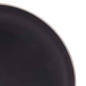 Gibson Home Rockaway close-up highlights sleek black matte glaze and durable stoneware.