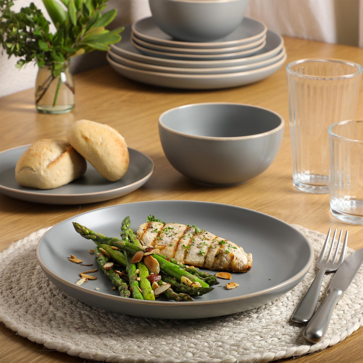 Gibson Home Rockaway matte gray finish adds versatile table styling.